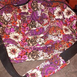 Vera Bradley Floral Bag in Purple, Red, and Brown